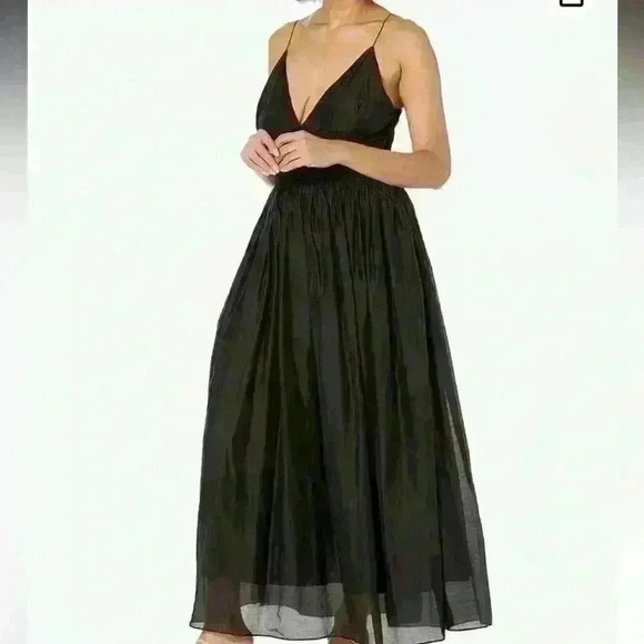 MOON RIVER Women's V Neck Sleeveless Shirred Maxi Dress Black New With Tags - Picture 1 of 8